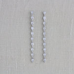 Long Thin Rose gold CZ wedding earrings - Treasures by Agnes