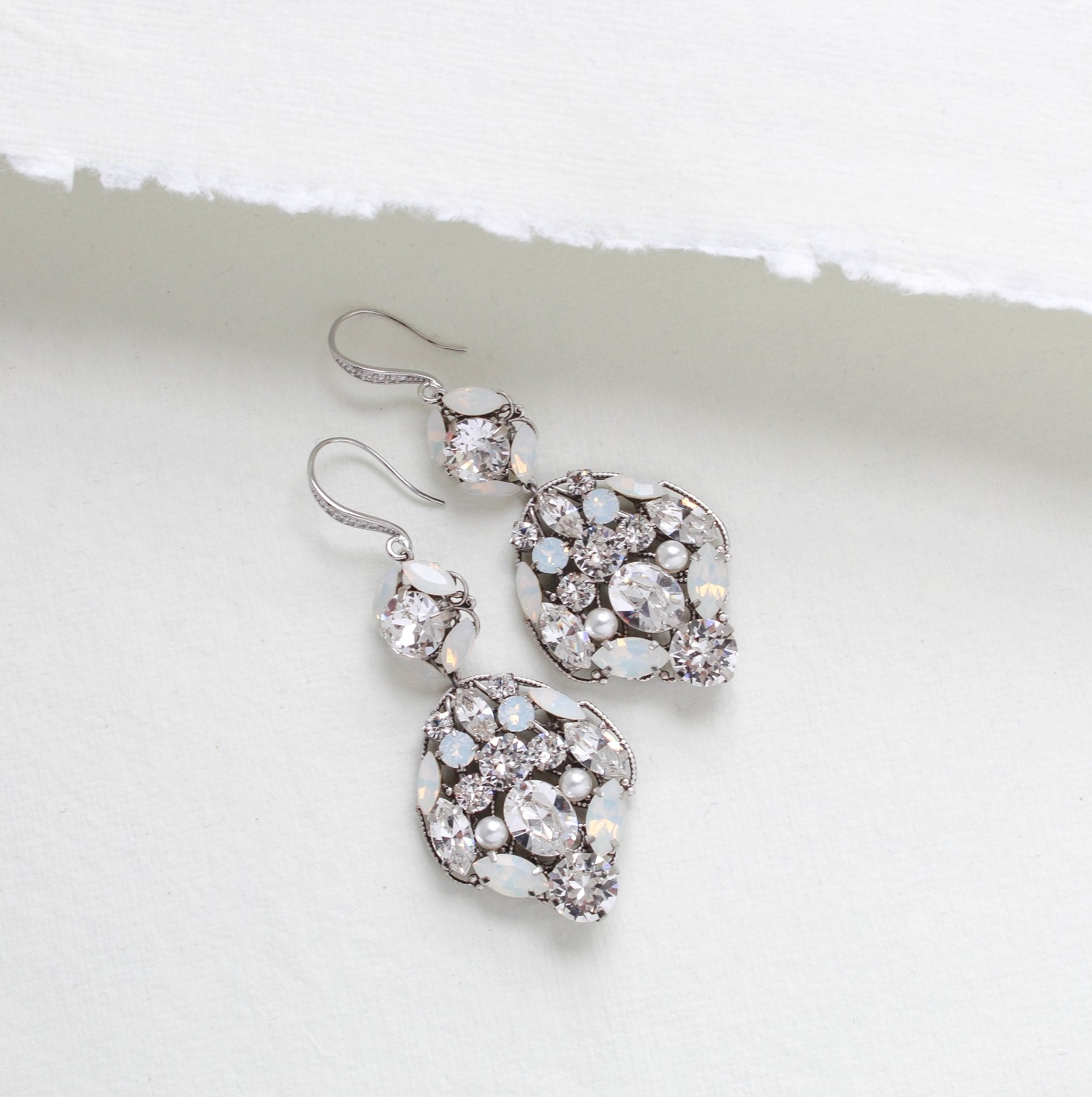 Modern Vintage crystal Bridal Chandelier earrings - MADELINE - Treasures by Agnes