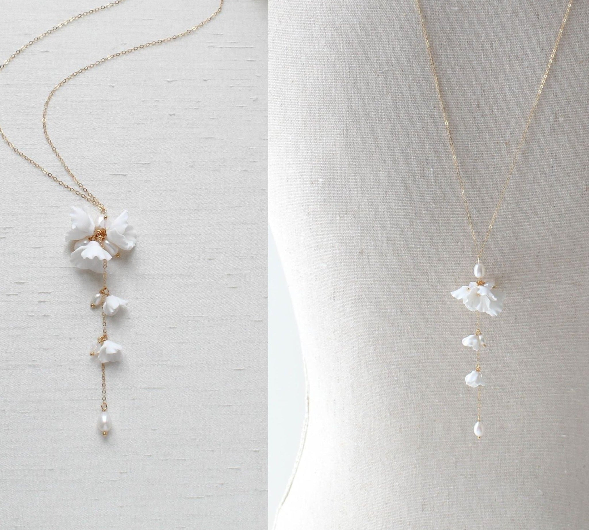 Pearl backdrop necklace for backless dress - MEADOW - Treasures by Agnes