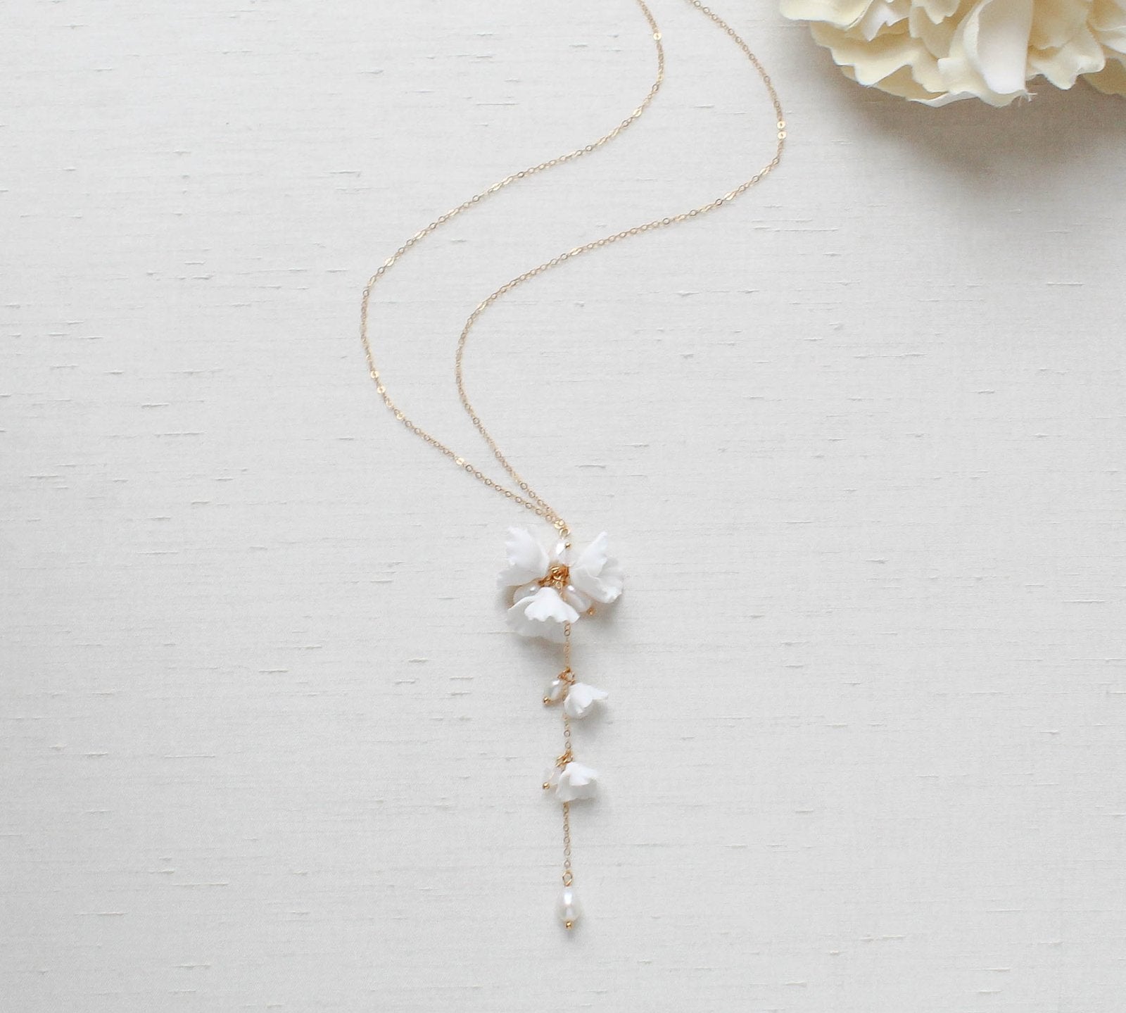 Pearl backdrop necklace for backless dress - MEADOW - Treasures by Agnes