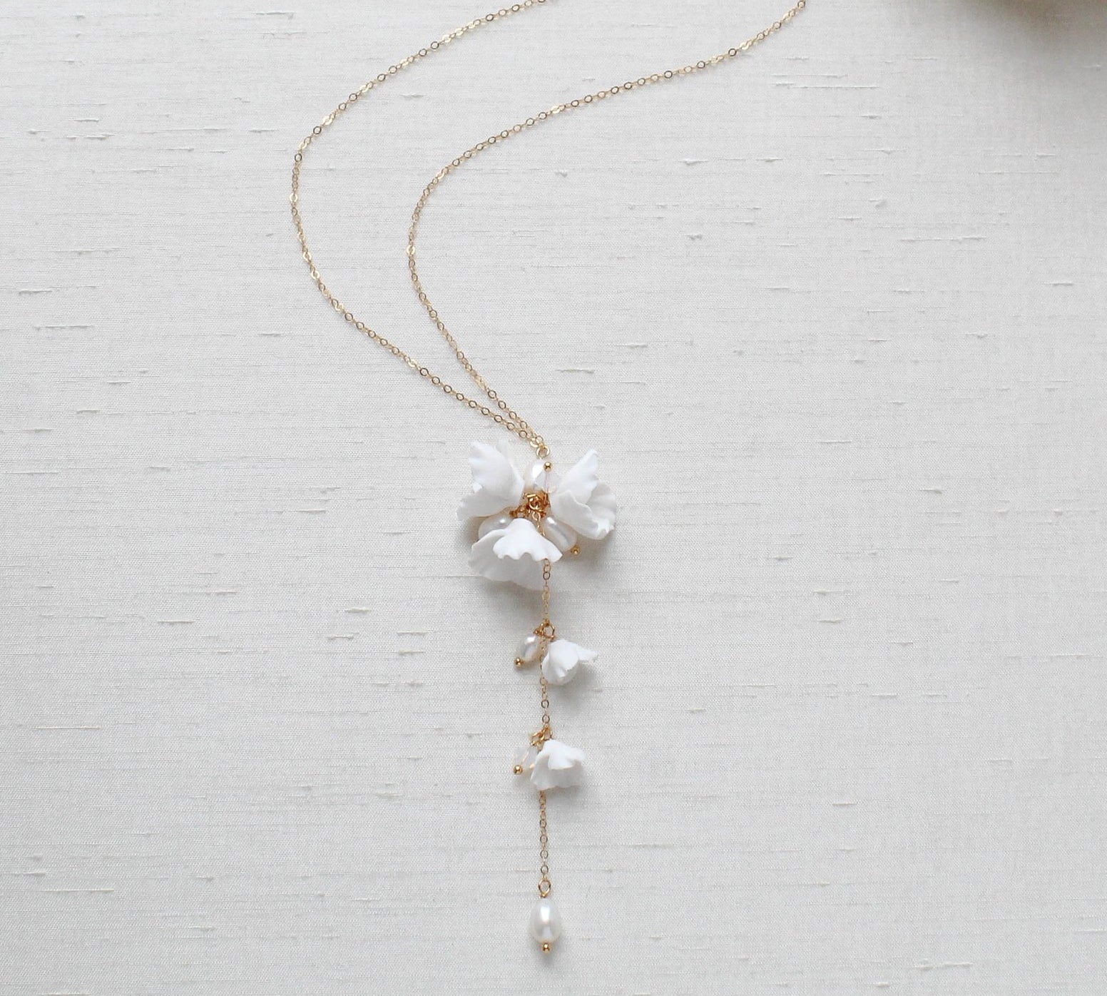 Pearl backdrop necklace for backless dress - MEADOW - Treasures by Agnes