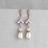 Pearl drop crystal bridal or bridesmaids earrings - EMMA - Treasures by Agnes