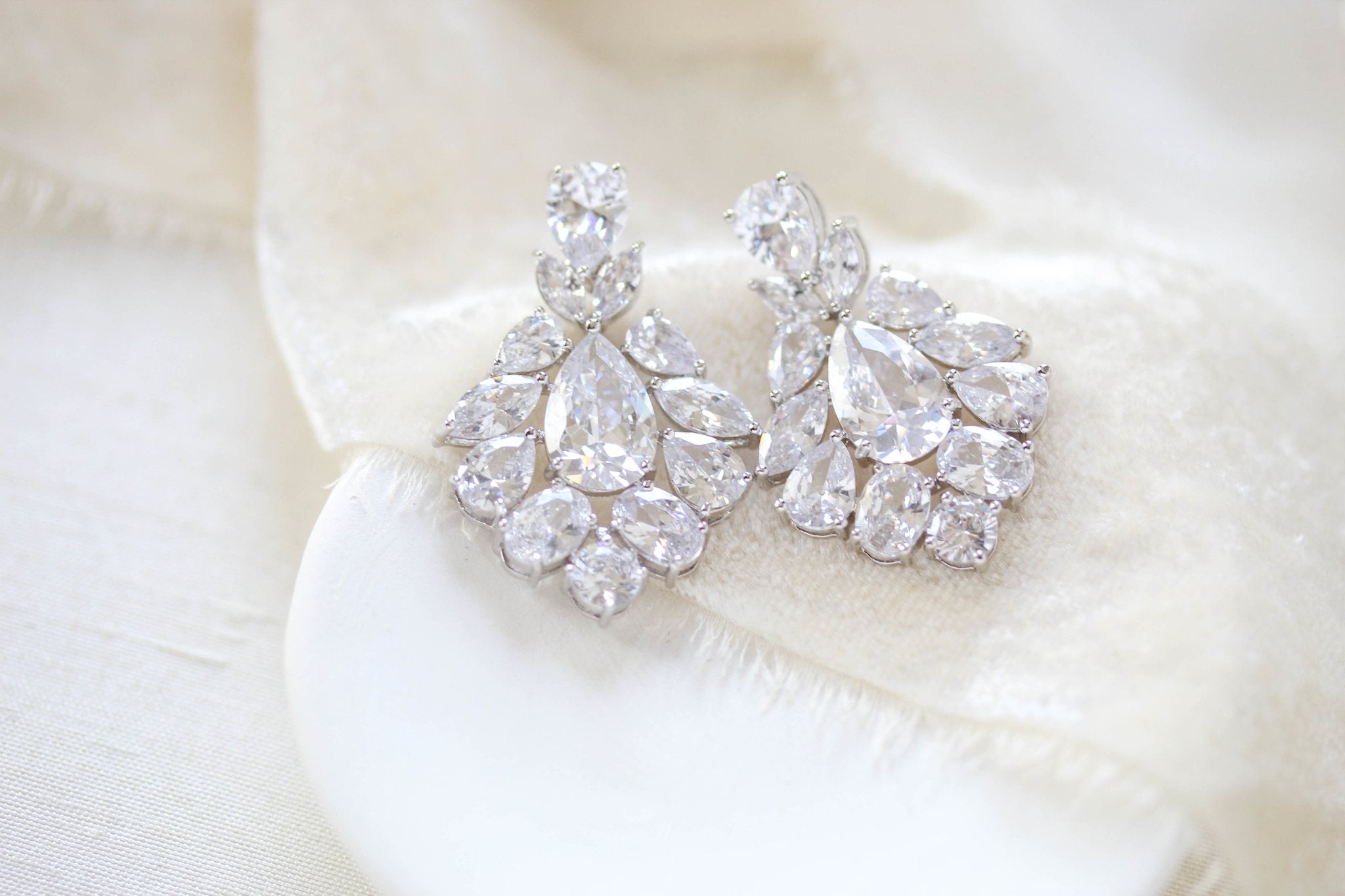 Petite rose gold cubic zirconia chandelier bridal earrings - KATERI - Treasures by Agnes