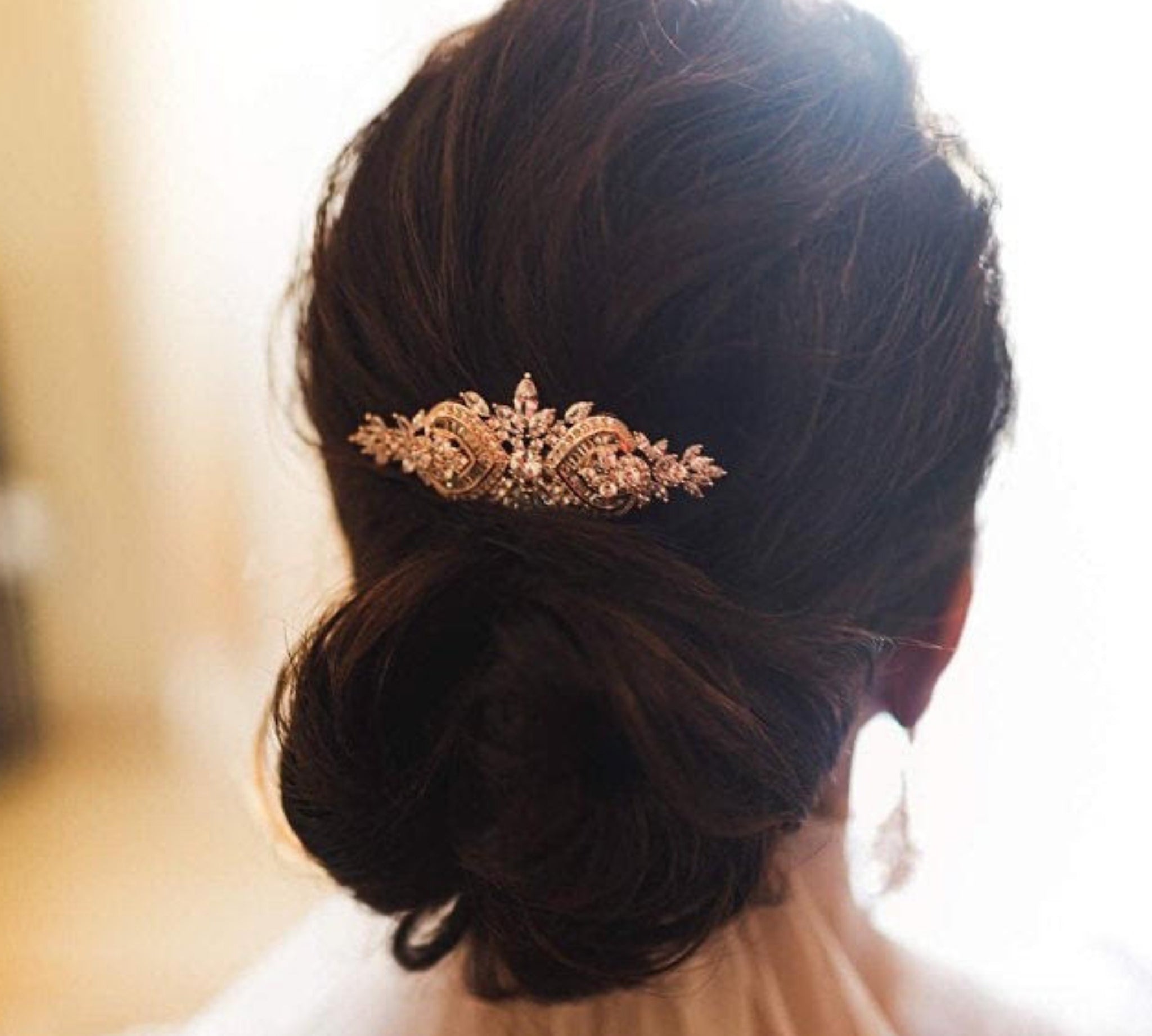 Rose gold Art Deco Bridal hair comb accessory - EMMA - Treasures by Agnes