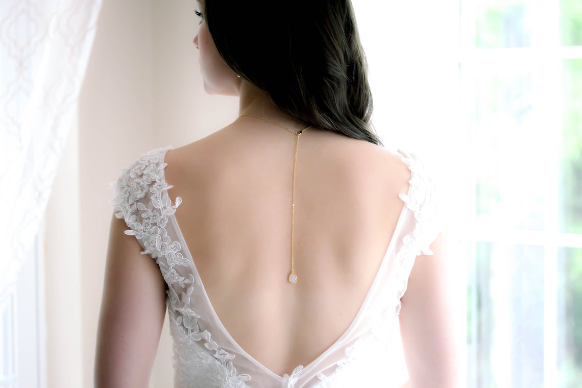 Rose gold backdrop necklace and earrings with pink opal gemstones - DANA - Treasures by Agnes