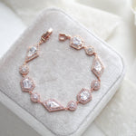 Rose gold bridal bracelet with Empress cut stones - MONROE - Treasures by Agnes