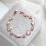 Rose gold bridal bracelet with Empress cut stones - MONROE - Treasures by Agnes