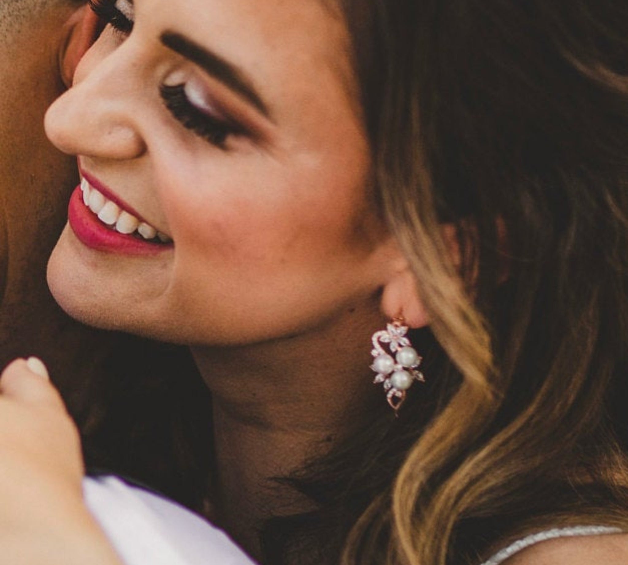 Rose gold Bridal earrings with pearls MIA - Treasures by Agnes