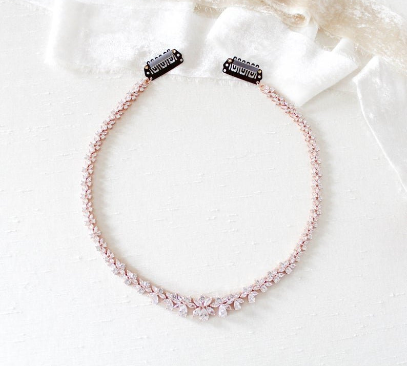 Rose gold Bridal forehead hair accessory - JAZMINE - Treasures by Agnes
