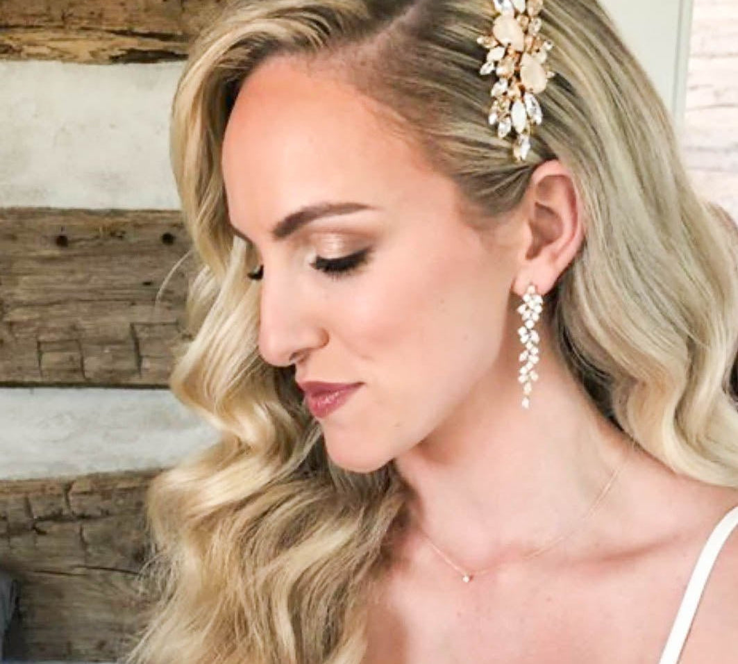 Rose gold Bridal hair comb with Ivory cream and white opal crystals - REESE - Treasures by Agnes