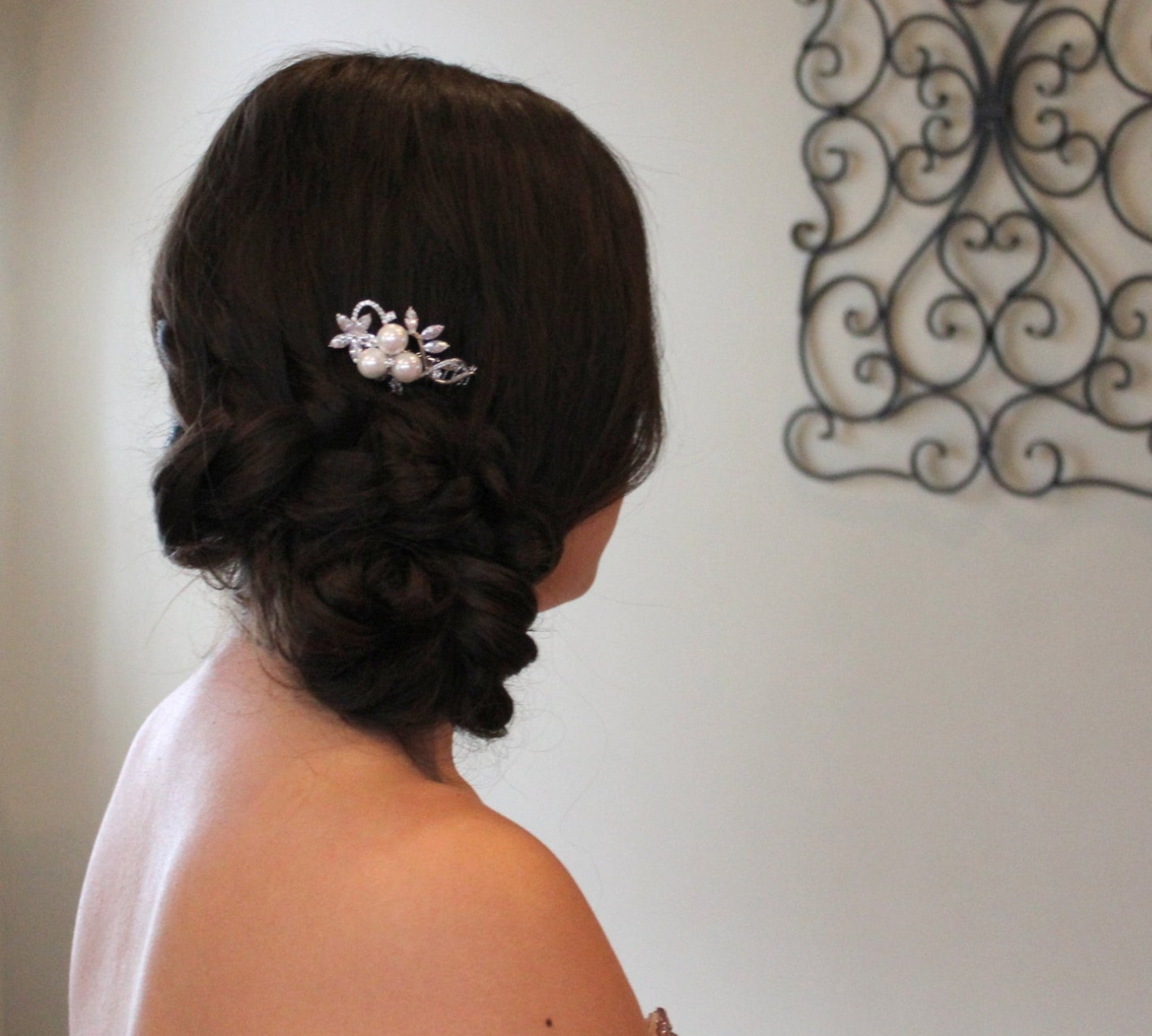 Rose gold Bridal hair comb with pearls MIA - Treasures by Agnes