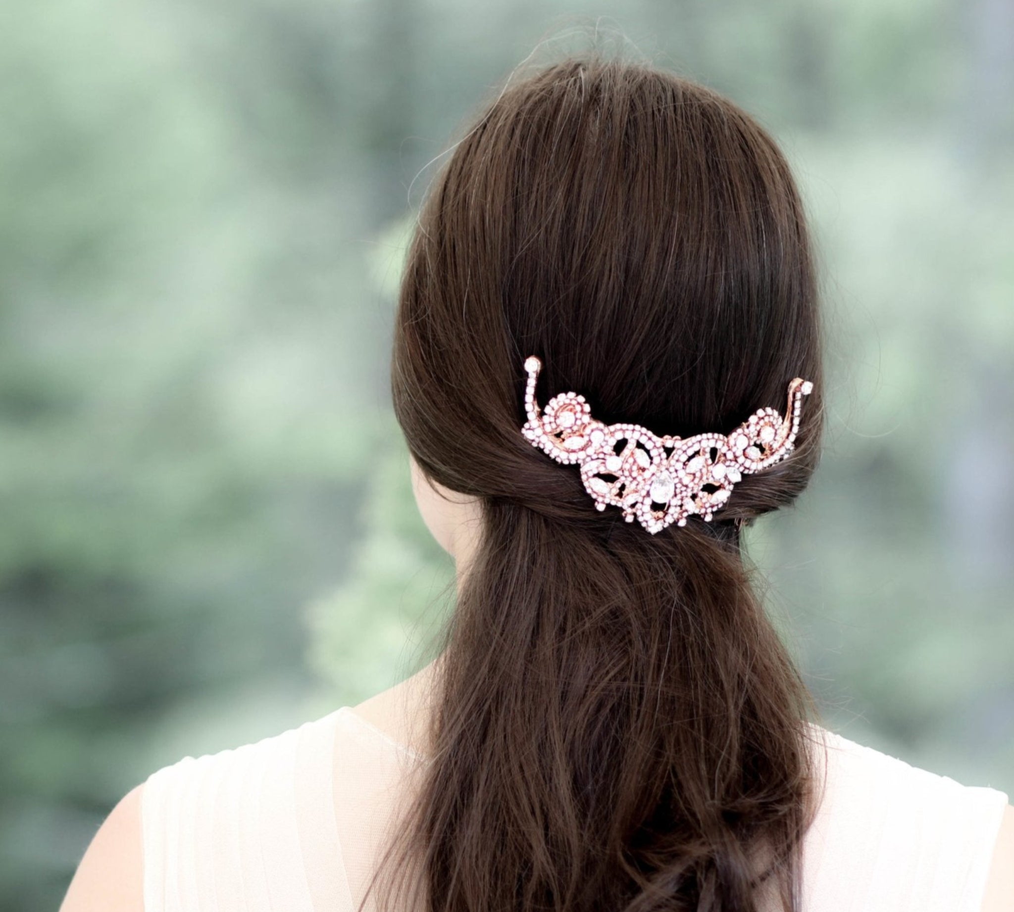Rose gold crystal Bridal hair comb - CARLY - Treasures by Agnes