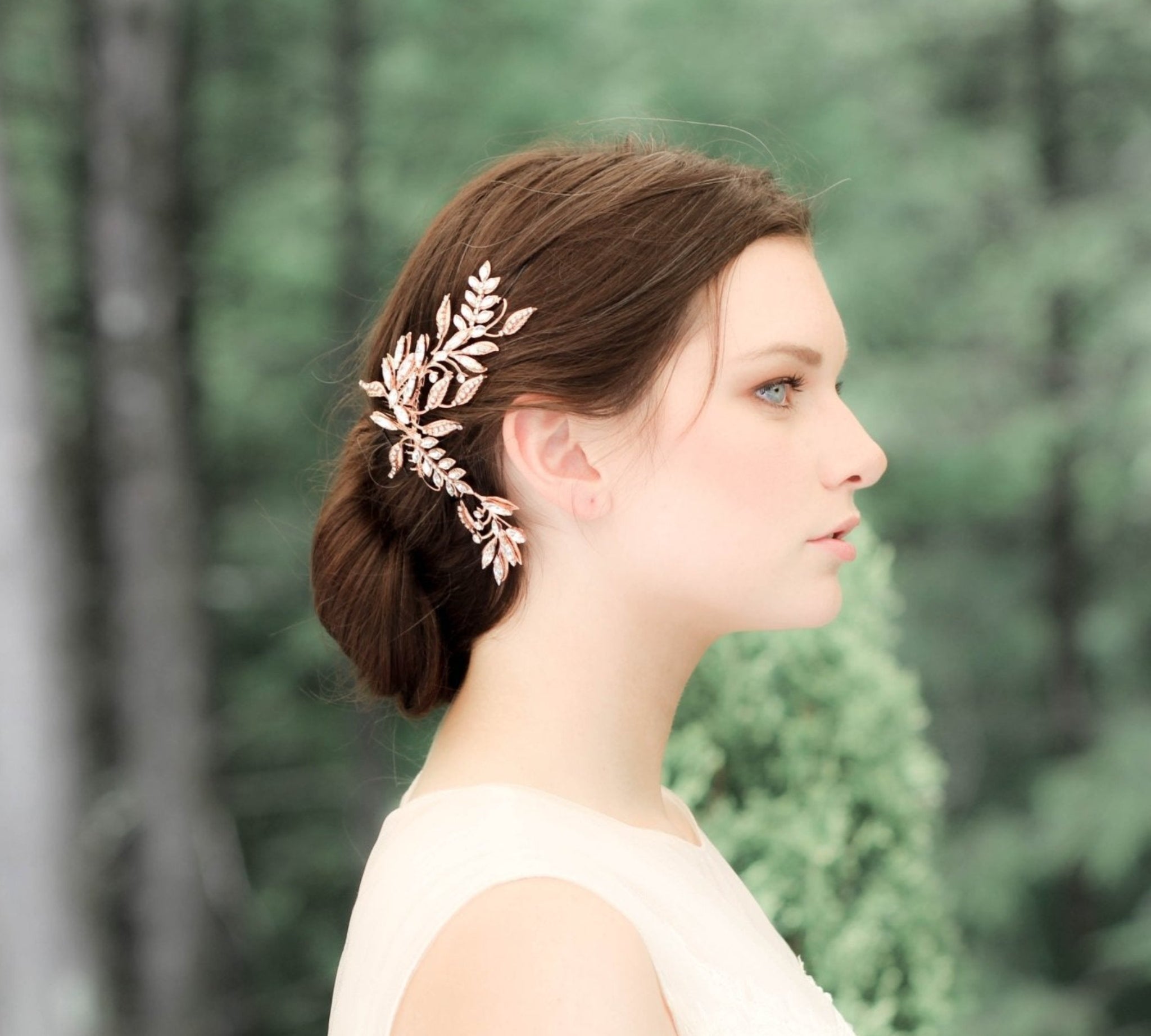 Rose gold crystal Bridal hair comb - CATHERINE - Treasures by Agnes