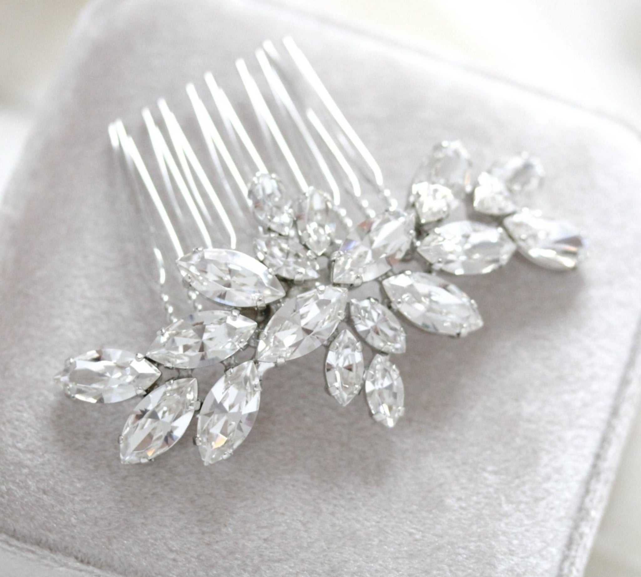 Rose gold crystal bridal hair comb - JILL - Treasures by Agnes