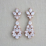 Rose gold cubic zirconia Bridal chandelier earrings - DIVINE - Treasures by Agnes