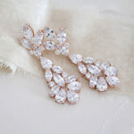 Rose gold cubic zirconia Bridal chandelier earrings - DIVINE - Treasures by Agnes