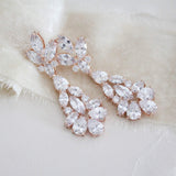 Rose gold cubic zirconia Bridal chandelier earrings - DIVINE - Treasures by Agnes