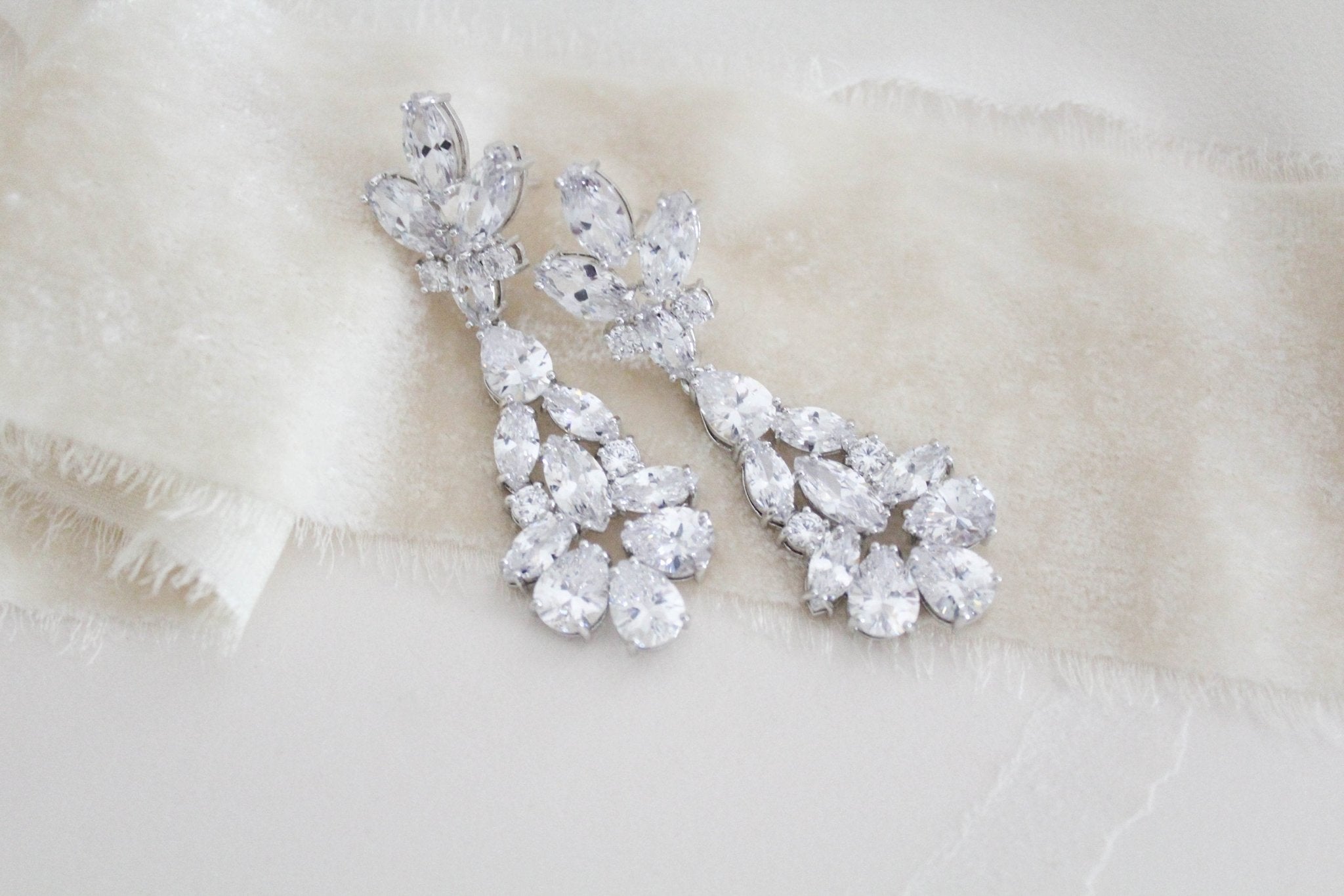 Rose gold cubic zirconia Bridal chandelier earrings - DIVINE - Treasures by Agnes