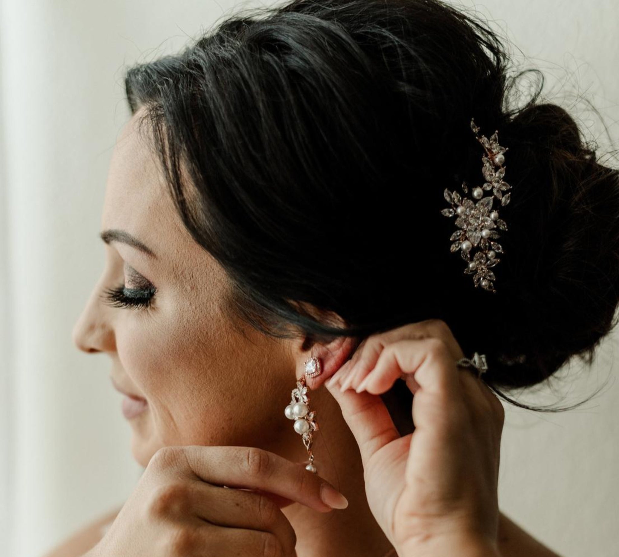 Rose gold cubic zirconia Bridal hair comb - LILY - Treasures by Agnes