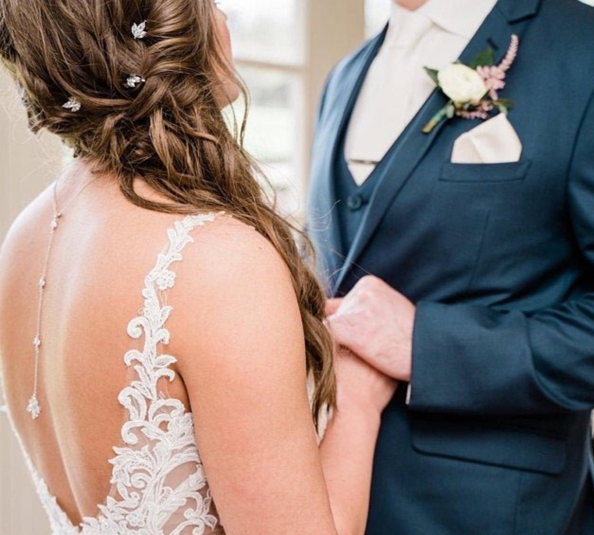 Rose Gold Cubic Zirconia Bridal hair pins - LAUREN - Treasures by Agnes