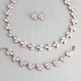 Rose gold Cubic zirconia Bridal jewelry set - KATIE - Treasures by Agnes