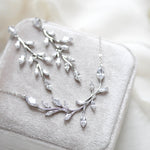Rose gold Cubic Zirconia Bridal necklace and earring set - APRILLE - Treasures by Agnes