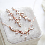 Rose gold Cubic Zirconia Bridal necklace and earring set - APRILLE - Treasures by Agnes