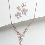 Rose gold Cubic Zirconia Bridal necklace and earring set - LILY - Treasures by Agnes