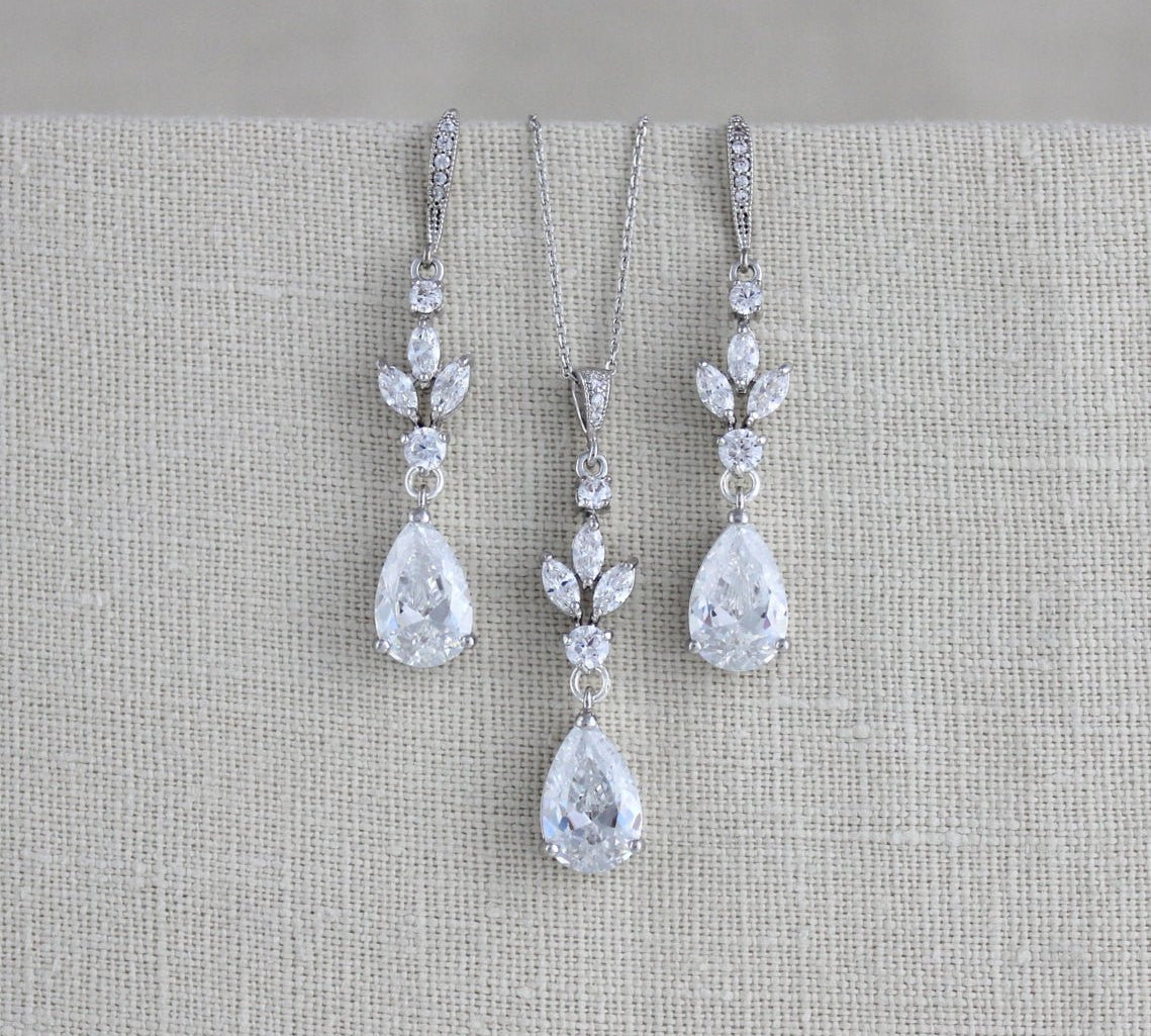 Rose gold Cubic Zirconia Bridal or Bridesmaid jewelry set - LAUREN - Treasures by Agnes