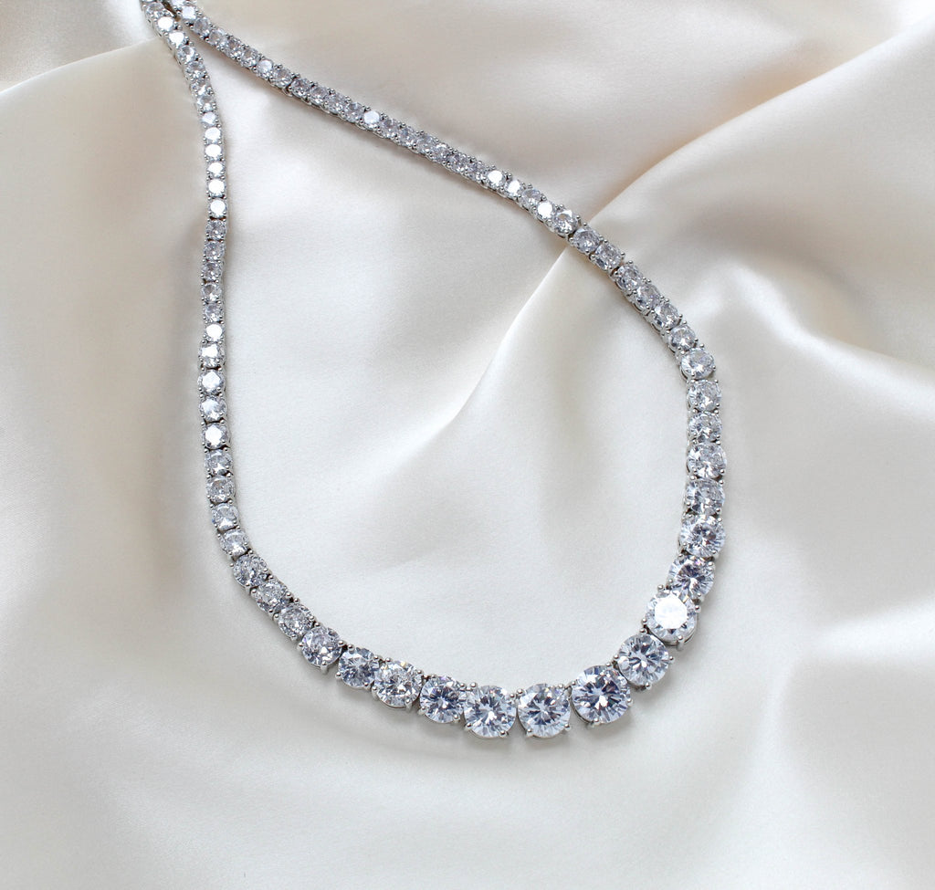 Rose gold cubic zirconia bridal tennis necklace - SOPHIE - Treasures by Agnes
