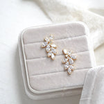 Rose gold cubic zirconia cluster stud bridal earrings- Heidi - Treasures by Agnes