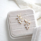 Rose gold cubic zirconia cluster stud bridal earrings- Heidi - Treasures by Agnes