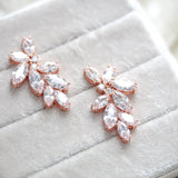 Rose gold cubic zirconia cluster stud bridal earrings- Heidi - Treasures by Agnes