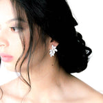 Rose gold cubic zirconia cluster stud bridal earrings- Heidi - Treasures by Agnes