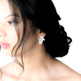 Rose gold cubic zirconia cluster stud bridal earrings- Heidi - Treasures by Agnes