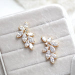 Rose gold cubic zirconia cluster stud bridal earrings- Heidi - Treasures by Agnes