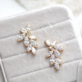 Rose gold cubic zirconia cluster stud bridal earrings- Heidi - Treasures by Agnes