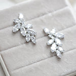 Rose gold cubic zirconia cluster stud bridal earrings- Heidi - Treasures by Agnes