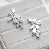 Rose gold cubic zirconia cluster stud bridal earrings- Heidi - Treasures by Agnes