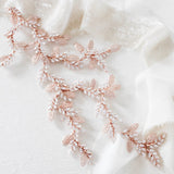 Rose gold cubic zirconia leaf hair vine wedding headpiece - MARTINA - Treasures by Agnes