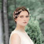 Rose gold cubic zirconia leaf hair vine wedding headpiece - MARTINA - Treasures by Agnes