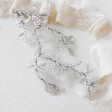 Rose gold cubic zirconia leaf hair vine wedding headpiece - MARTINA - Treasures by Agnes