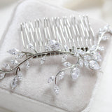 Rose gold Cubic Zirconia leaf vine Bridal hair comb - APRILLE - Treasures by Agnes