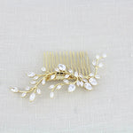 Rose gold Cubic Zirconia leaf vine Bridal hair comb - APRILLE - Treasures by Agnes