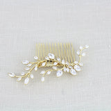 Rose gold Cubic Zirconia leaf vine Bridal hair comb - APRILLE - Treasures by Agnes