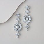 Rose gold cubic zirconia Statement Bridal earrings - CHARLI - Treasures by Agnes