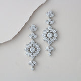 Rose gold cubic zirconia Statement Bridal earrings - CHARLI - Treasures by Agnes