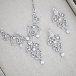 Rose gold cubic zirconia statement necklace and earring set - OLIVIA - Treasures by Agnes