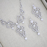 Rose gold cubic zirconia statement necklace and earring set - OLIVIA - Treasures by Agnes