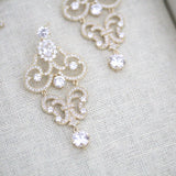 Rose gold cubic zirconia statement necklace and earring set - OLIVIA - Treasures by Agnes